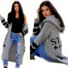 Dámský svetr a pulovr Fashionweek barevný svetr kabát s kapucí STYLE SV11 šedý