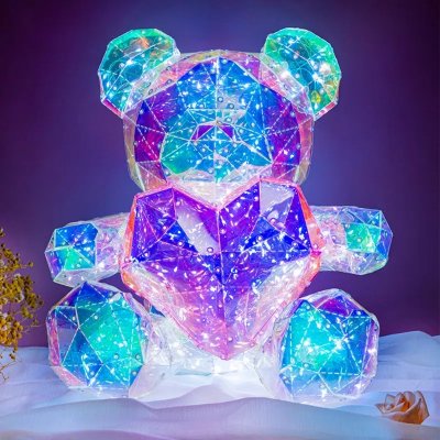 Medvídárek Svítící LED medvídek s růžovým srdcem 25cm – Zboží Dáma