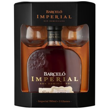 Ron Barceló Imperial 38% 0,7 l (dárkové balení 2 sklenice)