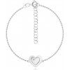 Náramek Šperky eshop stříbrný náramek ploché srdce s vyrytým srdcem čirý diamant T12.04