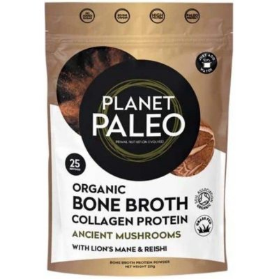 Planet Paleo Organic Bone Broth Ancient Mushrooms Hovězí vývar a protein s houbami 225 g – Zboží Dáma