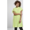 Dámské šaty Urban Classics lehké bavlněné šaty se stojáčkem a ohrnutými rukávky 140 g/m limetková zelená
