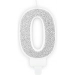 PartyDeco Narozeninová svíčka 0 stříbrná 7 cm – Sleviste.cz