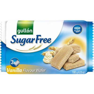 Gullón Vanilla oplatky plněné krémem s vanilkovou příchutí bez cukru 180 g – Zbozi.Blesk.cz