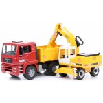 Bruder 2751 Červeno žlutá SKLÁPĚČKA MAN TGA s bagrem – Sleviste.cz
