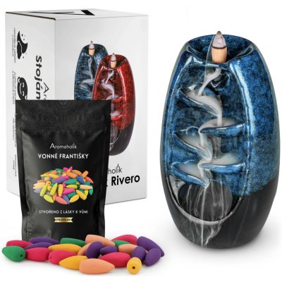 Aromatický krb Rivero backflow modrý + 60 vonných kadidel Aromaholik – Sleviste.cz
