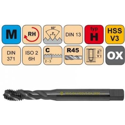 NÁSTROJE CZ Závitník strojní M6x1 ISO2 HSSV3 OX DIN 371 RSP40 - 2690 - CZZ2690-M6-ISO2 – Hledejceny.cz