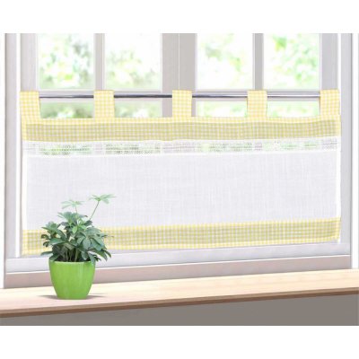 Hotová záclona Kostička a krajka žlutá 40 x 80 cm - 40 x 80 cm – Hledejceny.cz