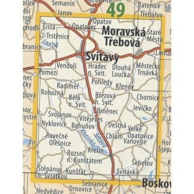 KČT 50 Svitavsko - nástěnná turistická mapa 60 x 90 cm Varianta: mapa v dřevěném rámu, Provedení: Ticiago šedý – Hledejceny.cz