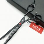 KM Dog Grooming Scissors Stainles Steel nerezová ocel 18 cm černá, profesionální efilační nůžky – Hledejceny.cz
