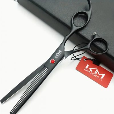 KM Dog Grooming Scissors Stainles Steel nerezová ocel 18 cm černá, profesionální efilační nůžky – Hledejceny.cz