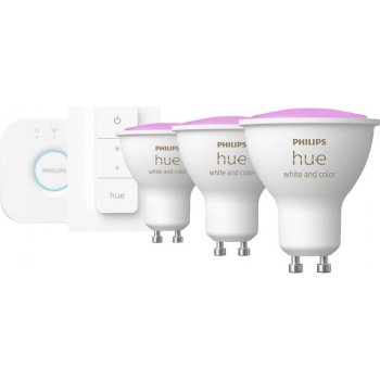 Philips Propojovací zařízení Hue BRIDGE a 3 ks LED žárovek GU10 4,3W 50W White and Color Ambiance 2000-6500K/RGB stmívatelné