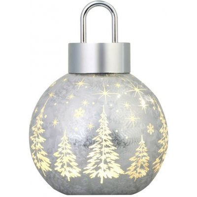 Guľa MagicHome Vianoce sklo strieborná 10xLED teplá biela 12x12x18 cm 2xAA – Hledejceny.cz