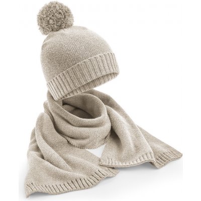 Beechfield dárková sada s pletenou čepicí a šálou B401 naturální – Hledejceny.cz