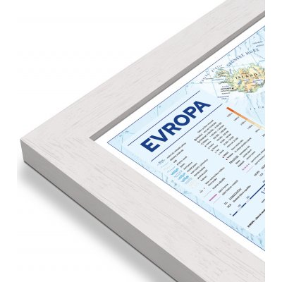 Excart Maps Evropa - nástěnná obecně zeměpisná mapa (ČESKY) 140 x 98 cm Varianta: mapa v dřevěném rámu, Provedení: Pegi bílý – Zbozi.Blesk.cz