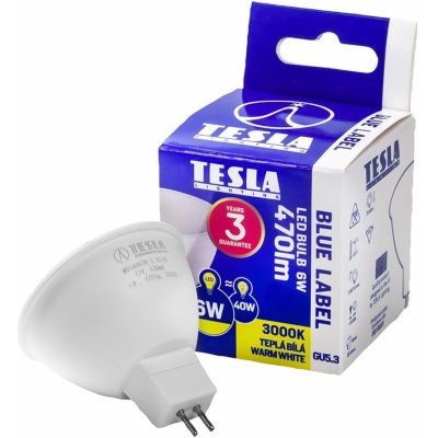 Tesla Lighting LED žárovka GU5,3 MR16, 6 W, 470 lm, 3000 K – Hledejceny.cz