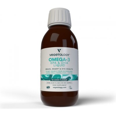Vegetology Opti-3, Omega-3 EPA a DHA s vitaminem D3, tekuté 150 ml, bez příchutě>