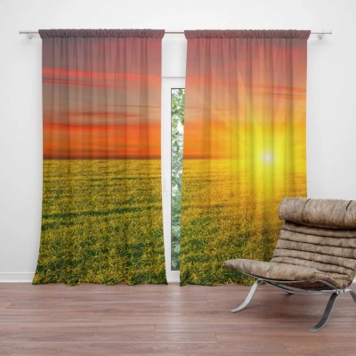 Závěsy Západ slunce nad loukou: 2 ks - 140x250 cm - Sablio – Hledejceny.cz
