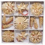 SEIZIS Ozdoba slaměná mix červená se stromy, 36ks – Zboží Dáma