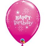 Qualatex Potisk Třpytivé narozeniny růžový 11 28cm Balónek