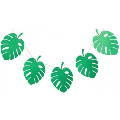 GIRLANDA Listy tropical glitr zelené 3m