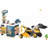 Dětský obchůdek Smoby Set obchod elektronický s váhou a skenerem Super Market a traktor na šlapání s nakladačem a bagrem