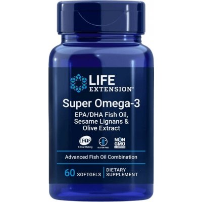 Life Extension Super Omega-3 EPA/DHA Fish Oil Sesame Lignans & Olive Extract 60 enterických kapslí