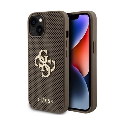 Guess hard obal na iPhone 15 Taupe 4G Glitter Metal Logo – Sleviste.cz