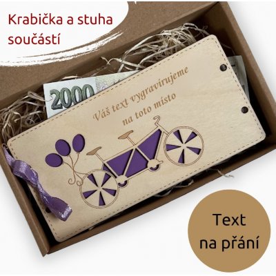 PanDatel Dřevěné pouzdro na peníze - SVATEBNÍ KOLO - Váš text – Zboží Mobilmania