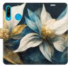 Pouzdro a kryt na mobilní telefon Huawei iSaprio Flip s kapsičkami na karty - Gold Flowers Huawei P30 Lite