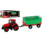 Teddies Traktor Zetor s vlekem plast 36cm na setrvačník na bat. se světlem se zvukem v krabici 39x13x13cm – Sleviste.cz