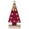Vánoční stromek ACA Lighting dřevěná dekorace červený strom se zlatou špicí 10 MINI LED na baterie 2xAA WW IP20 12.5X4.5X27cm X061011209