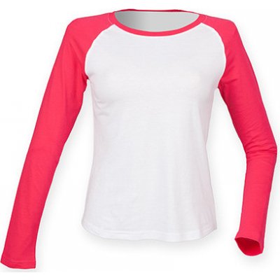 Baseball tričko SF Women s dlouhým rukávem bílá růžová – Zboží Mobilmania