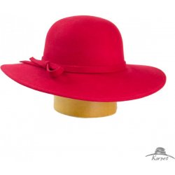 Dámský vlněný klobouk se širokou krempou červená