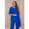 Dámský kostým Fashionweek elegantní souprava košile a kalhoty ze vzdušného materiálu K1025 modrá