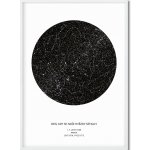 Jen tak z lásky Hvězdná mapa životního okamžiku - Váš originální dárek s hloubkou Rozměr plakátu: 50 × 70 cm (tištěný plakát), Barva pozadí: Bílá, Volba rámu: Bílý dřevěný rám – Sleviste.cz
