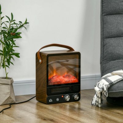 Homcom Elektrický krb s imitací plamene 30,3 x 17,5 x 37,4 cm černá + ořech – Zboží Mobilmania