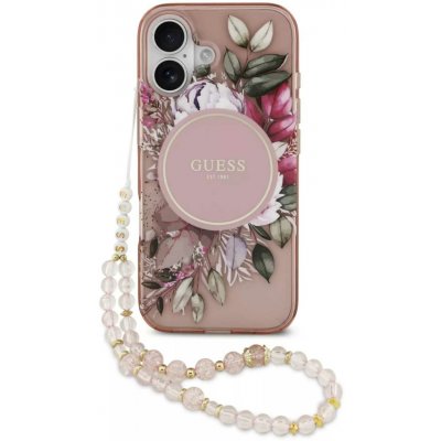 Guess IML Flowers Strap MagSafe Zadní Kryt pro iPhone 17 Pink – Hledejceny.cz