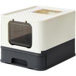 Feandrea Kočičí toaleta s výsuvným zásobníkem 42,5 x 54,3 x 37,8 cm – Zboží Dáma