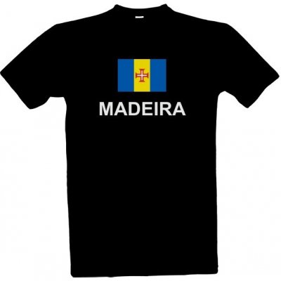 Tričko s potiskem tričko MADEIRA s vlajkou pánské Černá – Zboží Mobilmania