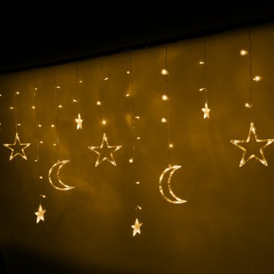 KIK KIKKX5247 LED závěsy měsíc a hvězdy 2,5 m teplá bílá – Zboží Mobilmania