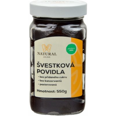 Natural Švestková povidla bez přidaného cukru 550 g – Zboží Dáma