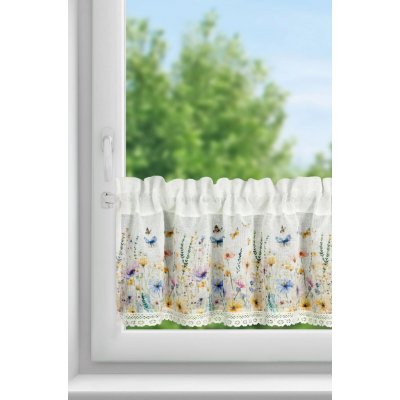 EUROFIRANY KRÁTKÁ ZÁCLONA NA PÁSKÉ ROZALÍ 150X30 CM KVĚTY – Hledejceny.cz