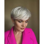 Polární stříbrná pixie paruka z pravých a umělých vlasů Paola – Zboží Dáma