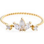 Franco Bene Zatočený prsten se zirkonovými lístky pozlaceny 315 – Zboží Dáma