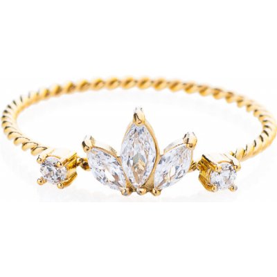 Franco Bene Zatočený prsten se zirkonovými lístky pozlaceny 315 – Zboží Dáma