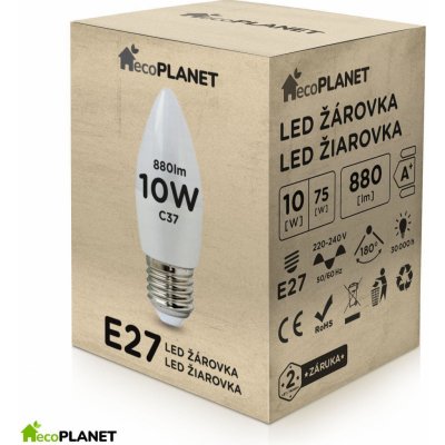 Berge LED žárovka EcoPlanet E27 10W svíčka 880Lm studená bílá – Zboží Mobilmania