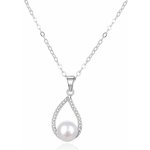 Beneto Elegantní stříbrný s pravou perlou AGS984/47P – Zboží Dáma