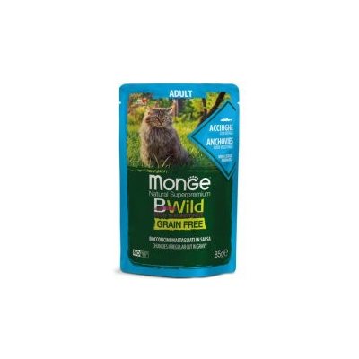 Monge BWILD Cat Grain Free ADULT Ančovičky se zeleninou 28 x 85 g