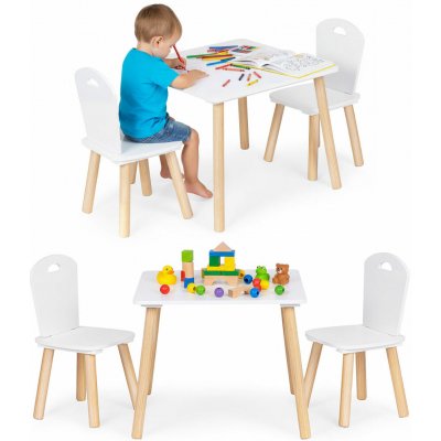 Ecotoys Dětský set stůl + 2 židle bílý – Zbozi.Blesk.cz